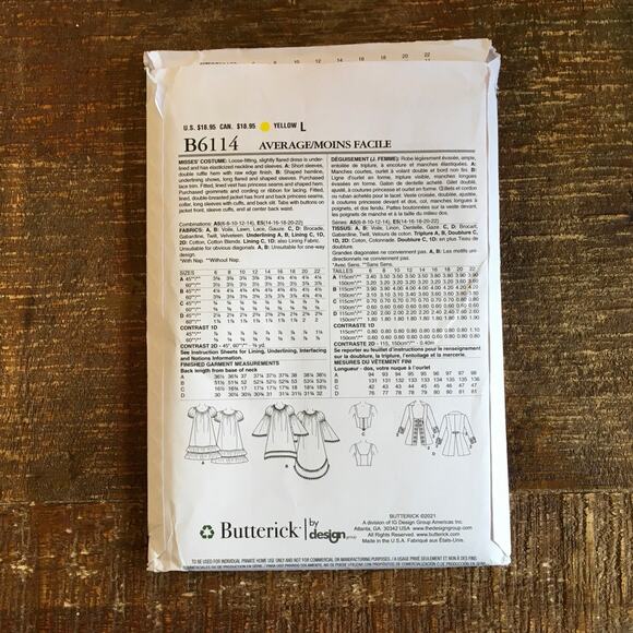 Butterick Sewing Pattern B6114 Womens Wench Pirate Bar Maid Costume 6-14 UNCUT - Picture 2 of 3